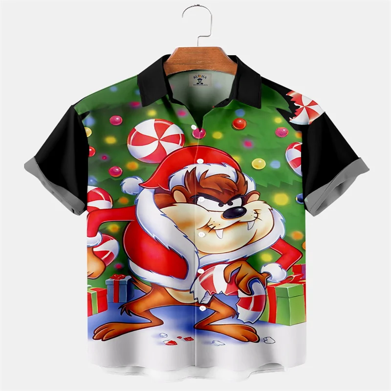 Hawaiian 3D printed shirt popular lapel beach short-sleeved casual loose shirt