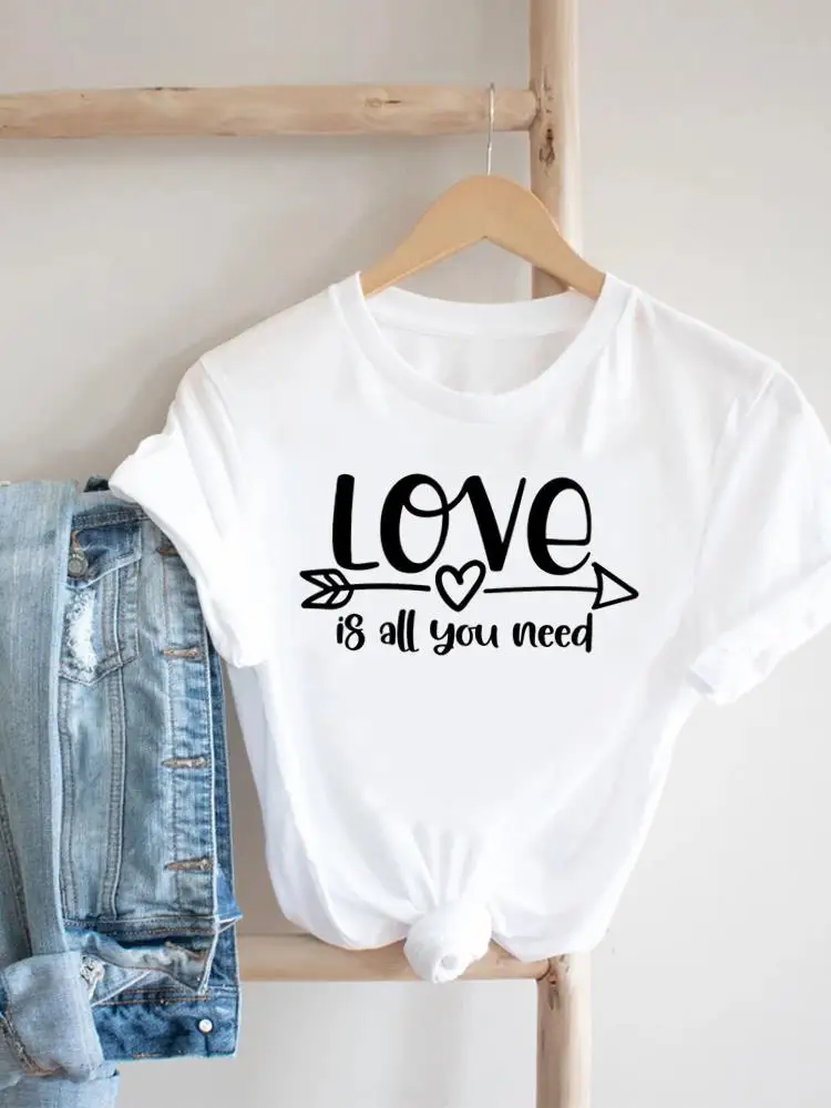 

Love Letter Sweet Style Cute Short Sleeve Tee Top Women Fashion Casual Clothing Female Ladies Graphic T Shirt Print T-shirt
