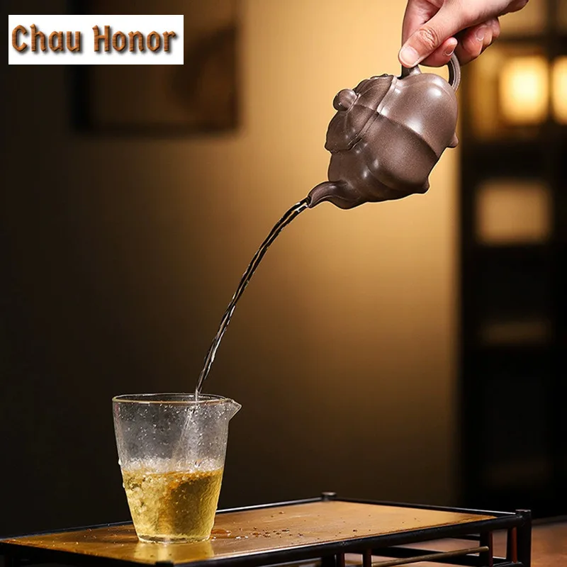 290ml Exquisite Yixing Purple Clay Teapots Handmade Stove Pot Raw Ore Clear Ash Section Mud Kettle With Filter Zisha Tea Set