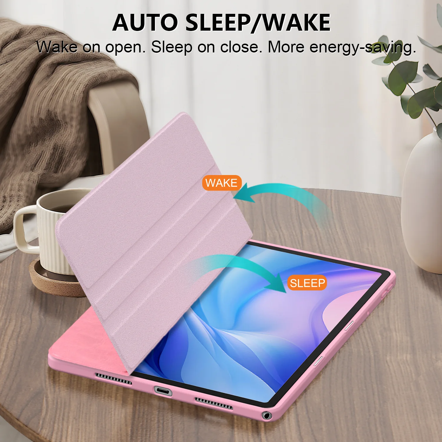 360° Rotating Tablet Stand Case with Pencil Holder and Acrylic Back Cover
