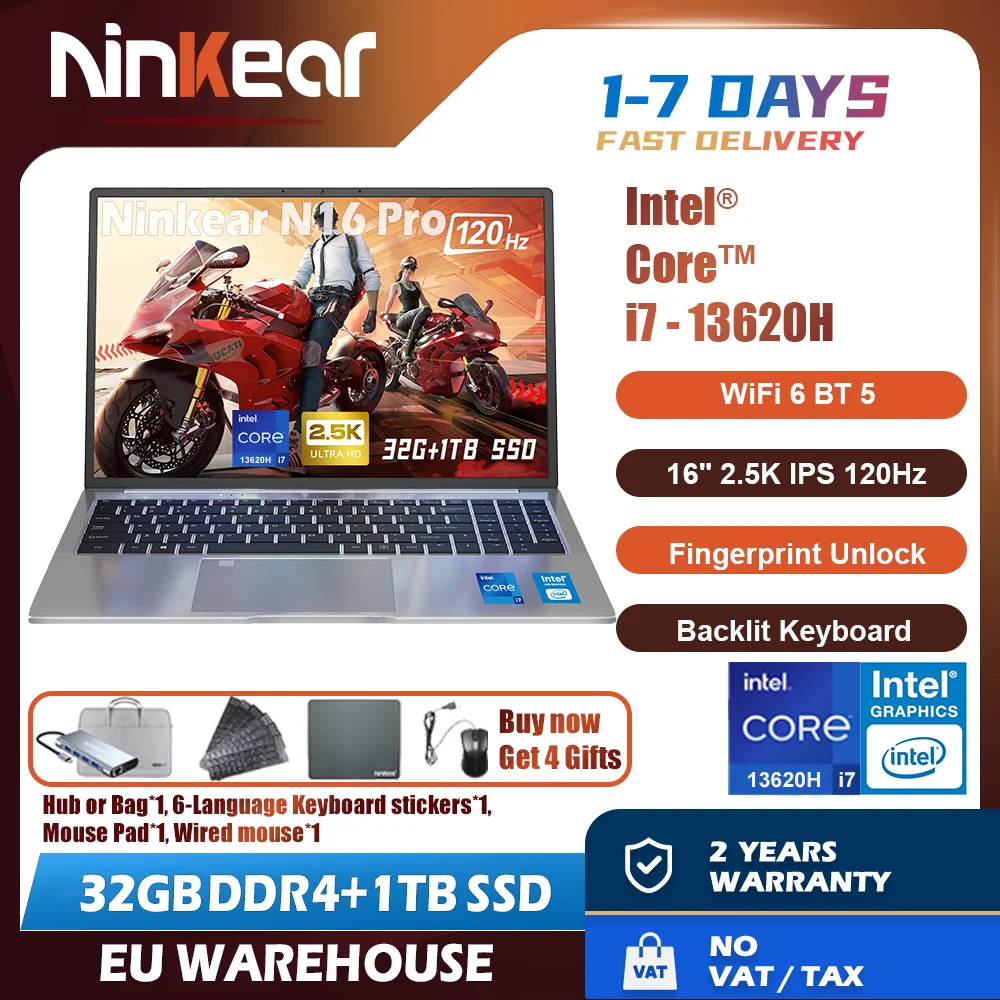 Ninkear N16 Pro Gaming Laptop 13th Intel i7-13620H 16-inch 2.5K