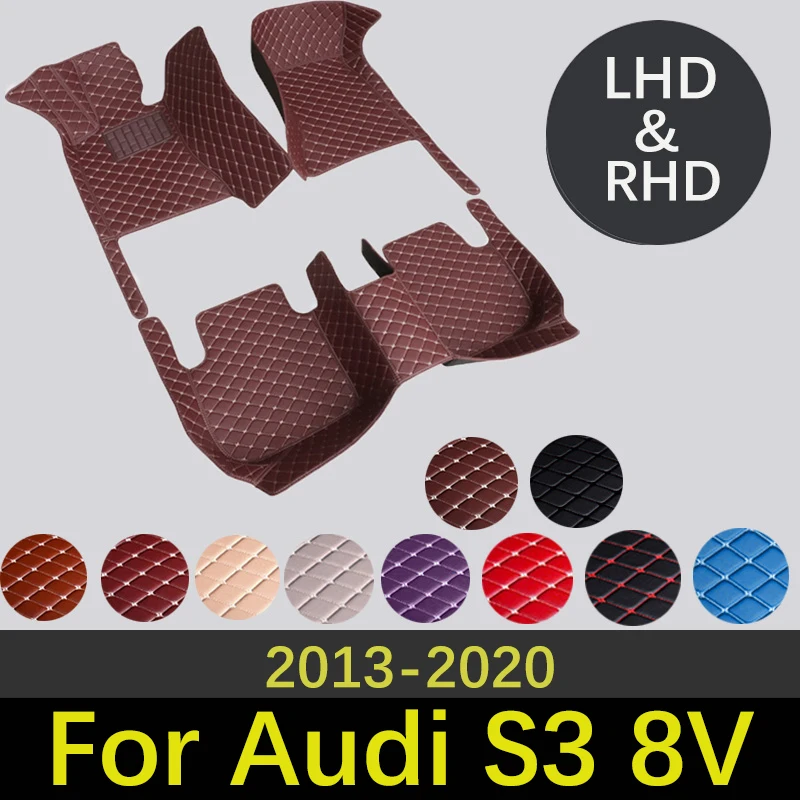 

High-Quality Leather Car Floor Mats For Audi S3 8V Mk3 2013~2020 Fashion Interiors Accessories Custom Carpets Car Styling Rug