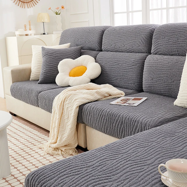 Funda elástica para cojín de sofá, funda de cojín de repuesto ajustable y  lavable, protector de muebles (beige, funda de almohada)