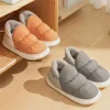 Women Men Slippers Winter Down Cloth Waterproof Indoor Outdoor Warm Plush Shoes Non-slip Thick Sole Soft Comfort Couples Flats 2