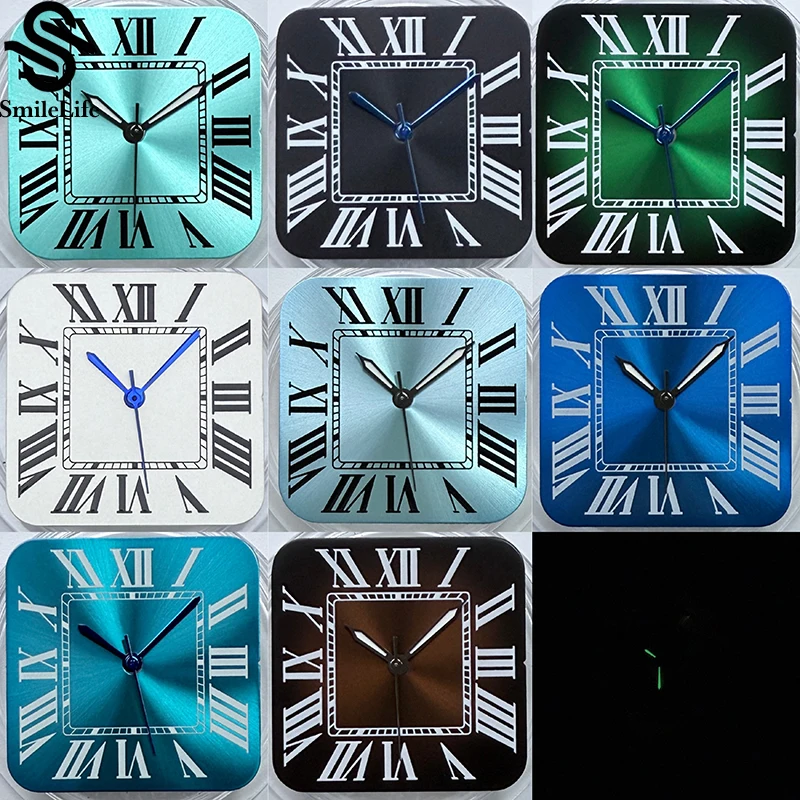 SmileLife NH35 Dial Watch Dial Square Roma/Arabic Numeral Square Watch Fit NH35/NH36 Date at 6 o'clock Movement