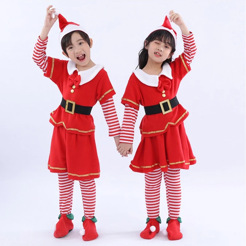 Christmas Elf Cosplay Costume Set For Kids