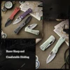TRIVISA Folding Pocket Small Knife with Clip，Mini EDC Knife for Men,2.04”14C28N Steel Blade，G10 Handle for Women Camping Tools 5