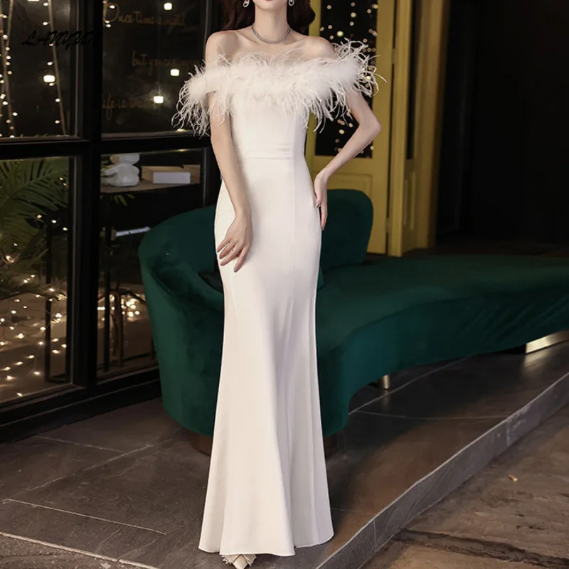 White Evening For Women 2024 New Fishtail Elegance Sexy Annual Dress