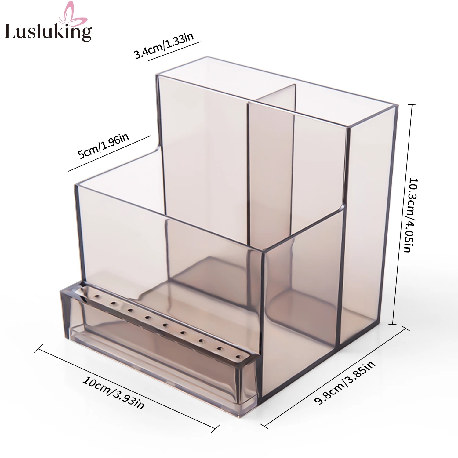 Translucent Acrylic Nail Drill and Supply Organizer with 3-Tier Display Shelf