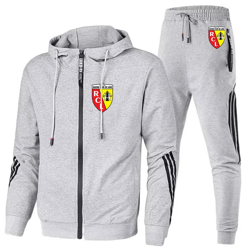 Euro Club Rc Lens Printed Men Casual Set Spring Autumn New Sportswear Hoodies+Pants 2PCS Sets Hip Hop Street Loose Tracksuits new abstract face pants set women men s tracksuits 3d printed novelty sportswear men hoodie sweatshirt suit street fashion sets