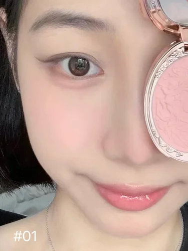 Flower Knows플라워 노즈 딸기 로코코 블러셔 엠보싱 블러쉬 페이스 메이크업 매트 쉬머, 방수 천연 누드 브라이트닝 볼 2
