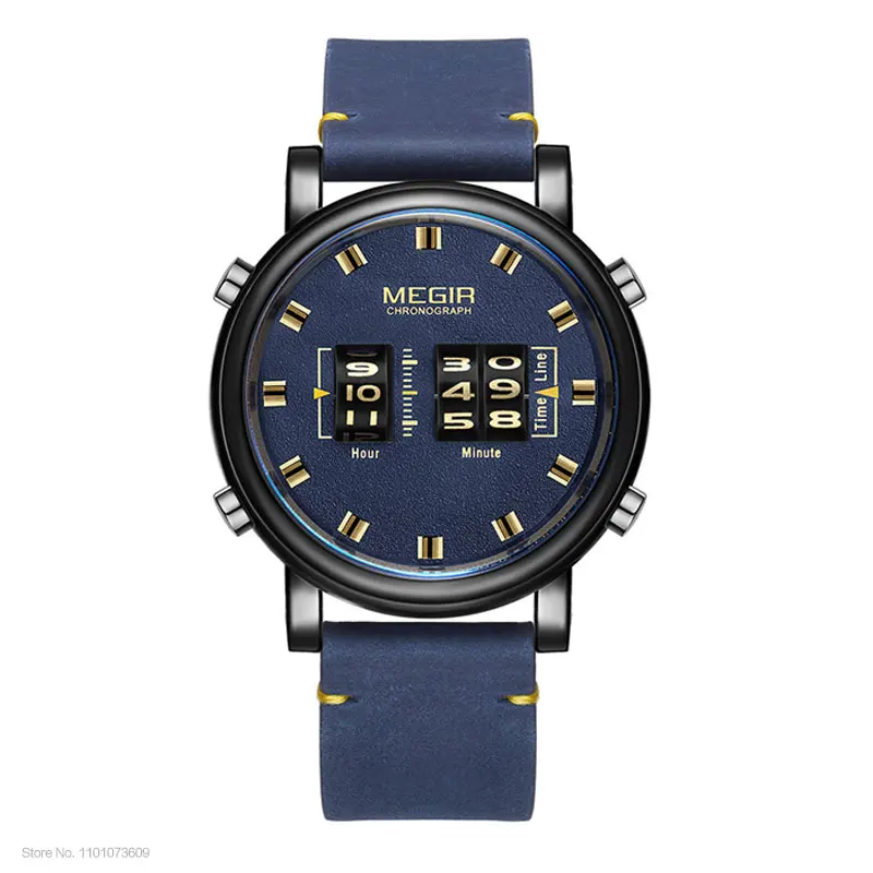Luxury Men's Military Sport Quartz Watch with Brown Leather Strap