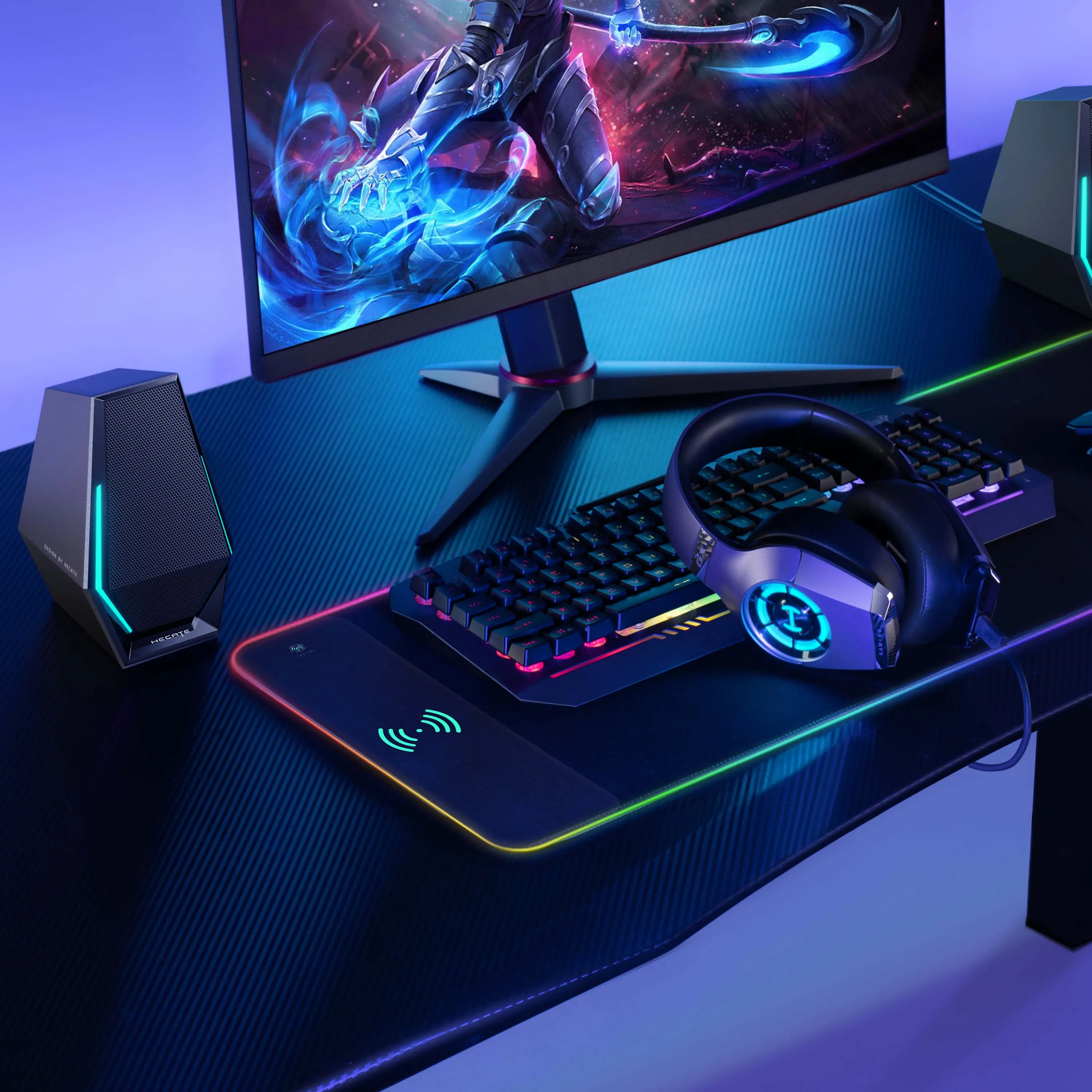 15W Wireless Charging Mouse Pad for Gamers Waterproof Non Slip