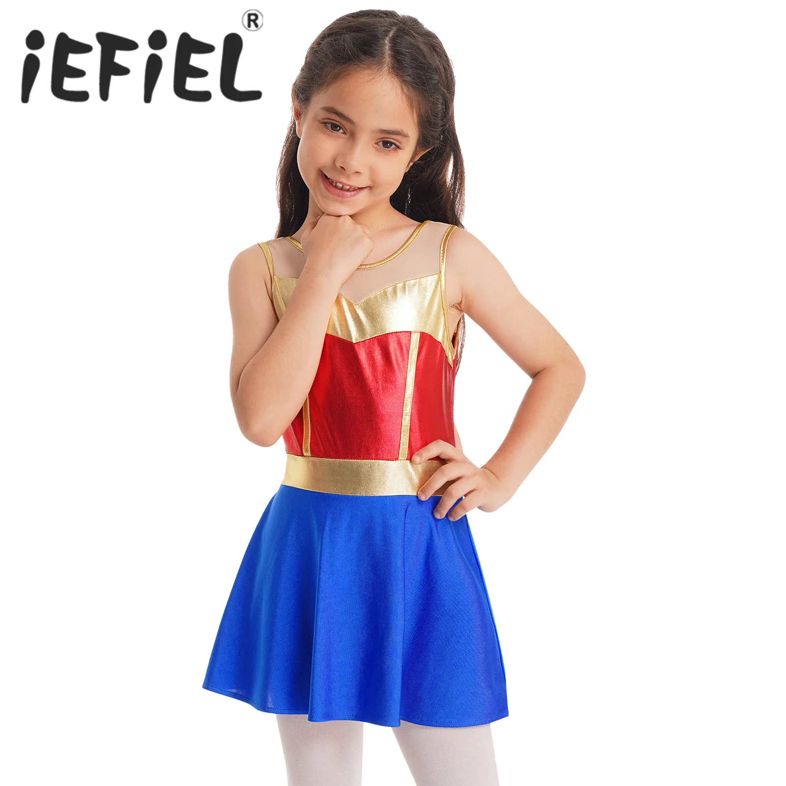 

Детский костюм героя для девочек, косплей на Хэллоуин, одежда без рукавов, с металлической сеткой, для карнавала, тематической вечевечерние, для ролевых игр