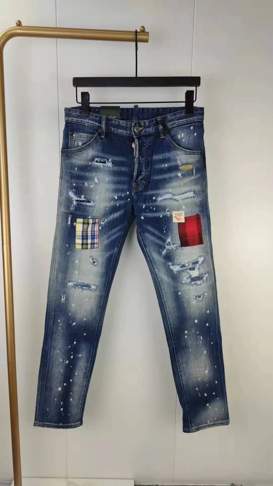 2021 Fashion Tide Brand Dsquared2 Men's Washed, Worn, Holes and Painted  Motorcycle Jeans N92331|Jeans| - AliExpress