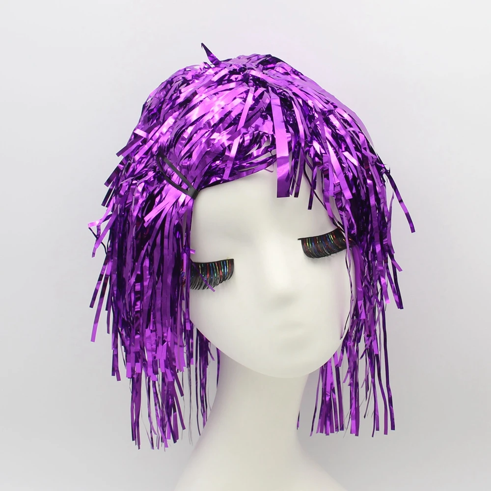 Foil Tinsel Wigs Costume Cosplay Hat Party Carnival synthetic wigs party hat carnival hat