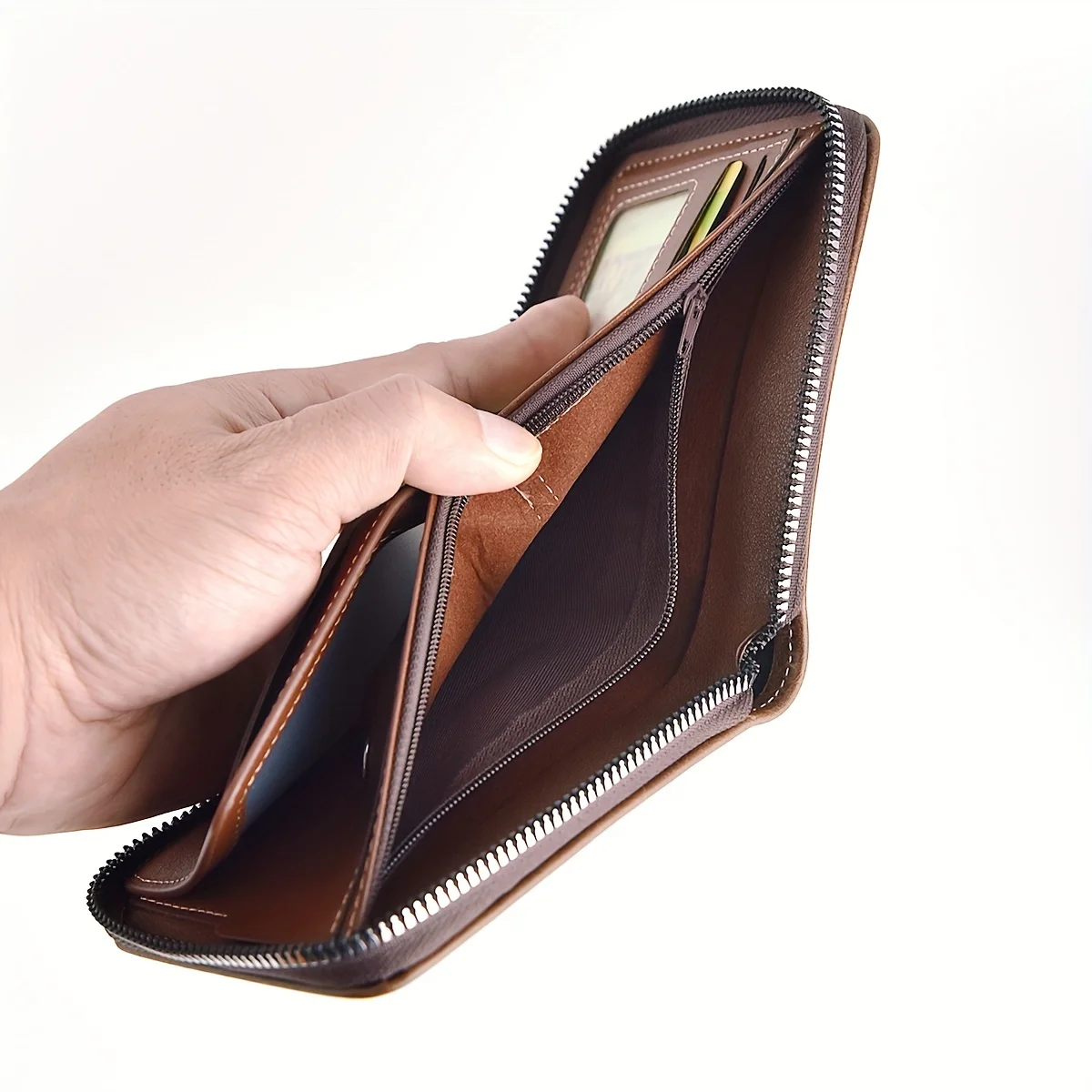 Men’s Wallet Made of PU Wax Oil Skin Purse for Men Coin Purse Short Male Card Holder Wallets Zipper Around Money Coin Purse Best Sellers In Luggage, Bags