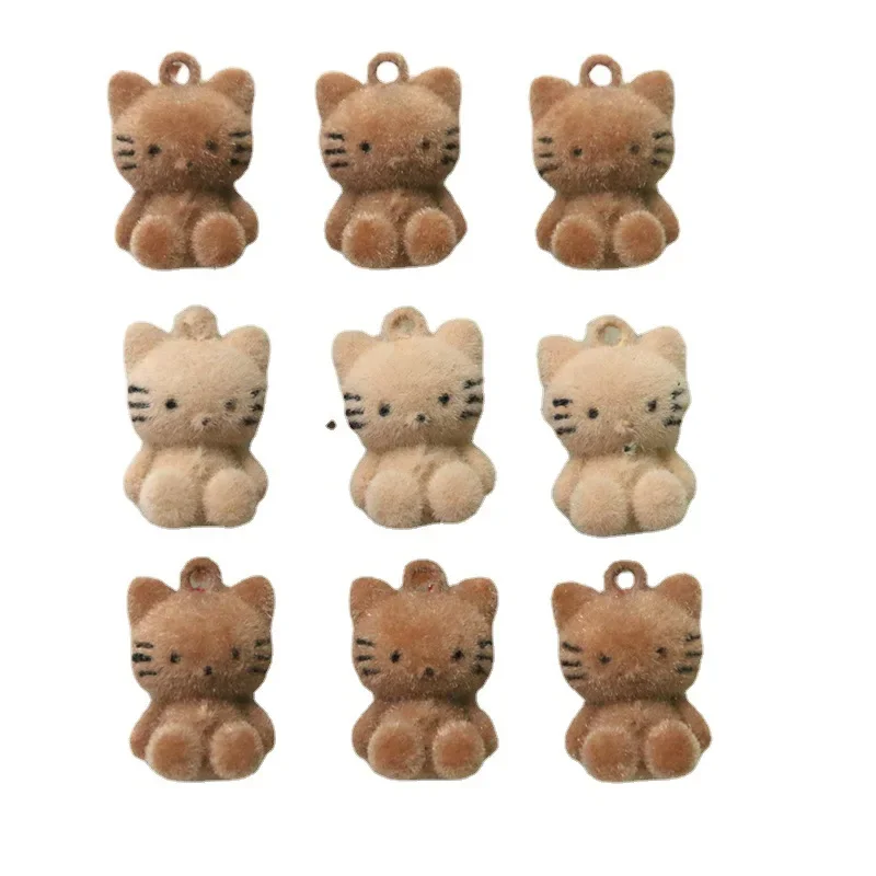 Plush Cat Pendant Charms for Jewelry Making 2pcs