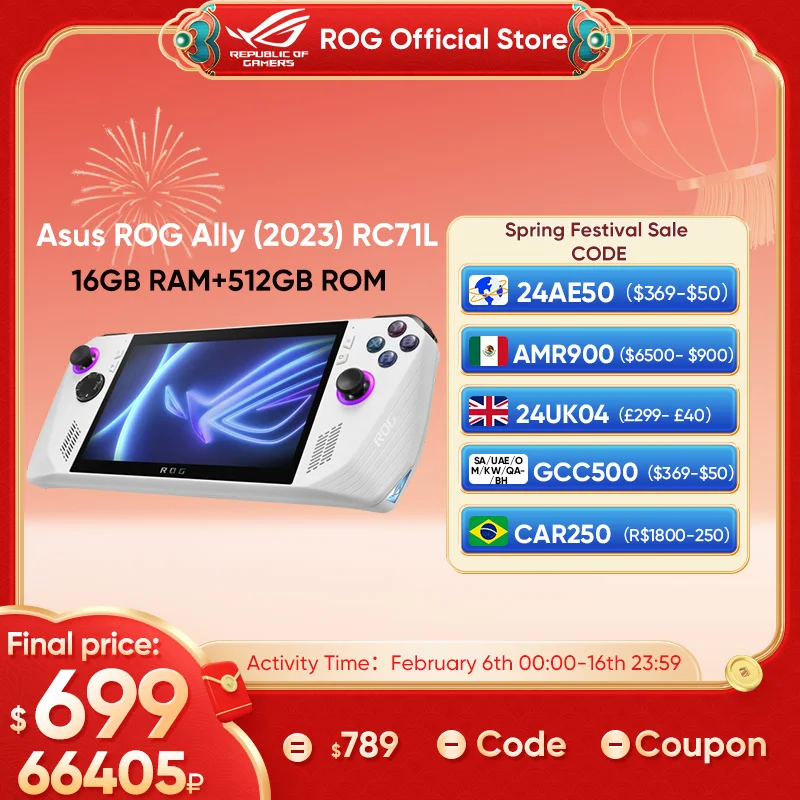 Originale Asus Rog Ally 7 Pollici 120Hz Fhd Ips Console Di Gioco Portatile Amd Ryzen Z1 Extreme Video Gaming Console Retrò 512Gb Win 11