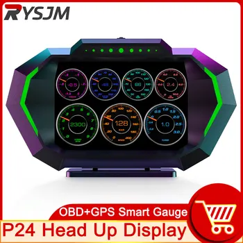 AD Digital LCD para coche HUD GPS OBD2 pantalla frontal medidor de pendiente alarma de velocidad KM/H MPH velocímetro tacómetro medidor de refuerzo de temperatura del agua 1
