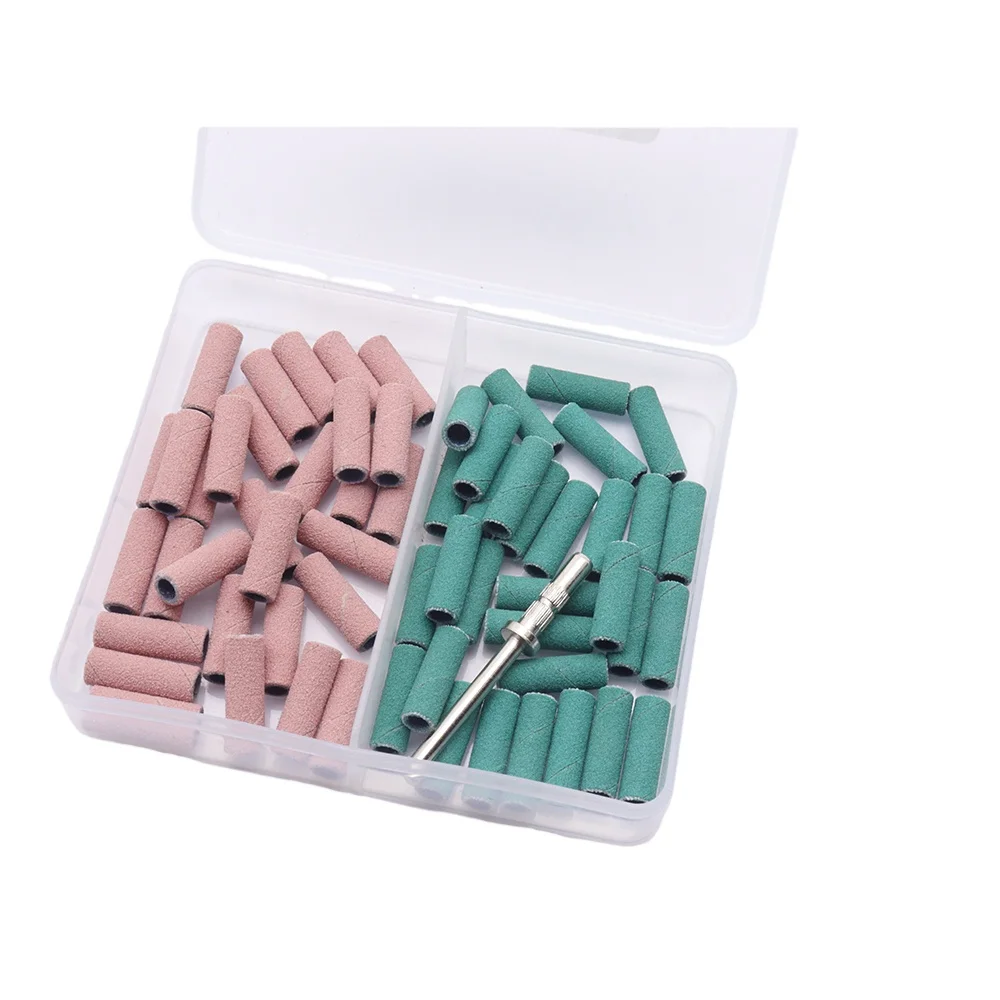 네일 드릴용 맨드릴이 포함된 미니 샌딩 밴드 60개, 업그레이드 디자인 3mm 비트용 소형 네일 샌딩 파일, 180/240 그릿