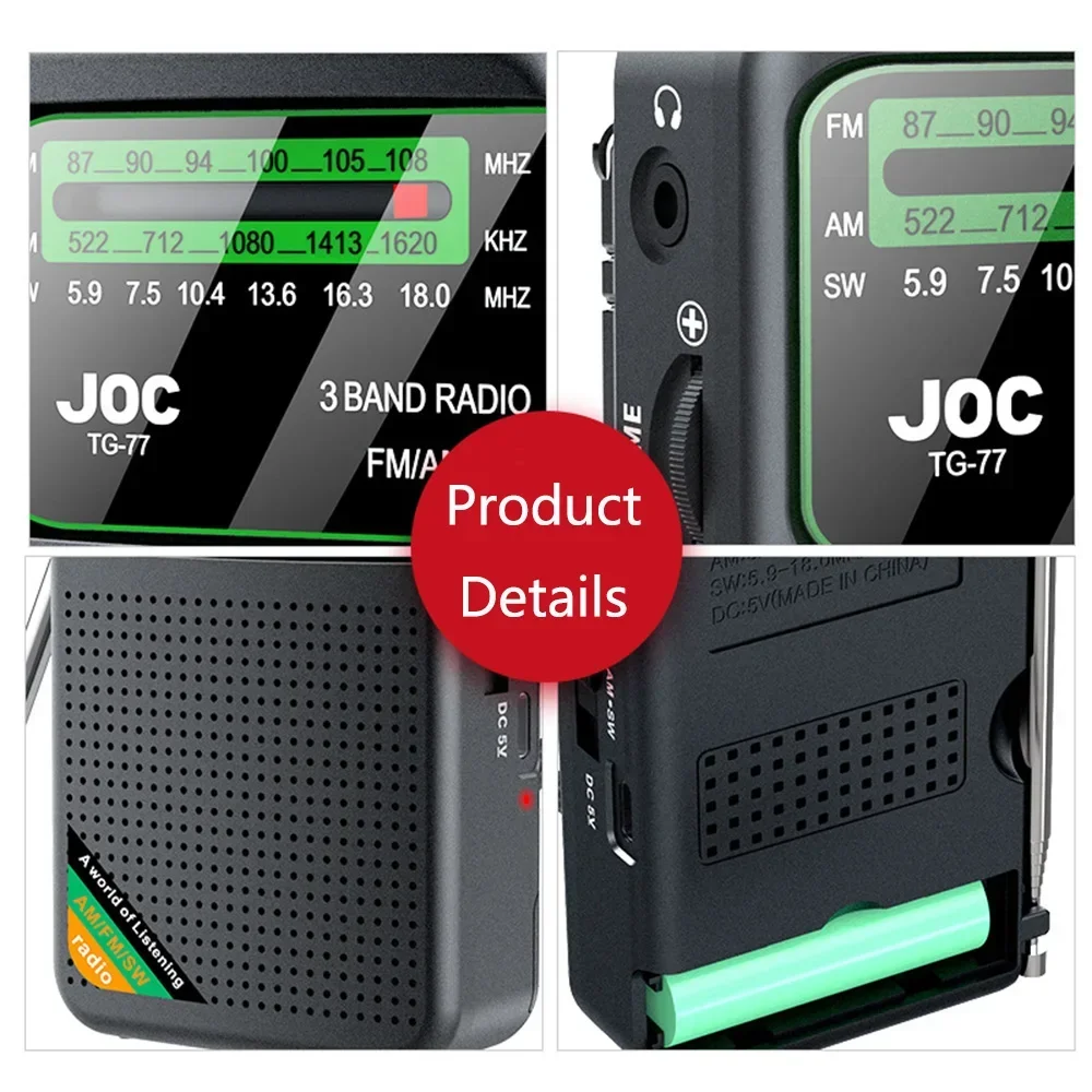 Compact Rechargeable AM/FM/SW Radio with Superior Reception and Earphone Support