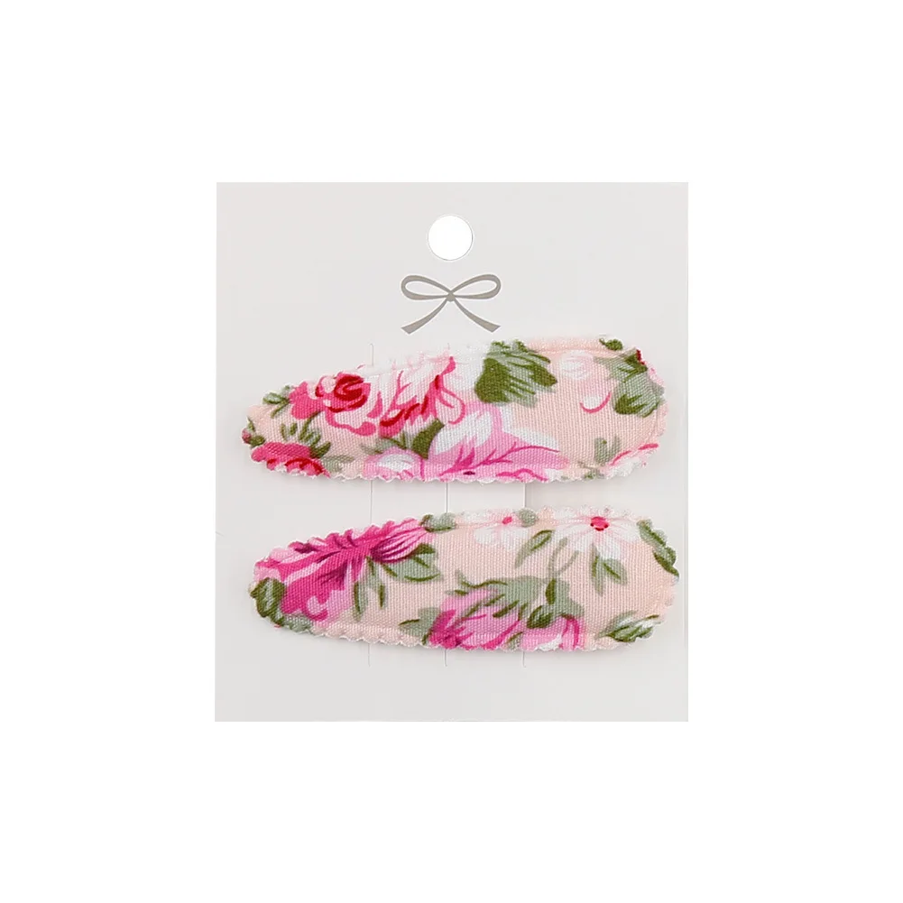 Hair Clips 2pc Floral Print 2inch Basic Snap - Uniqwear