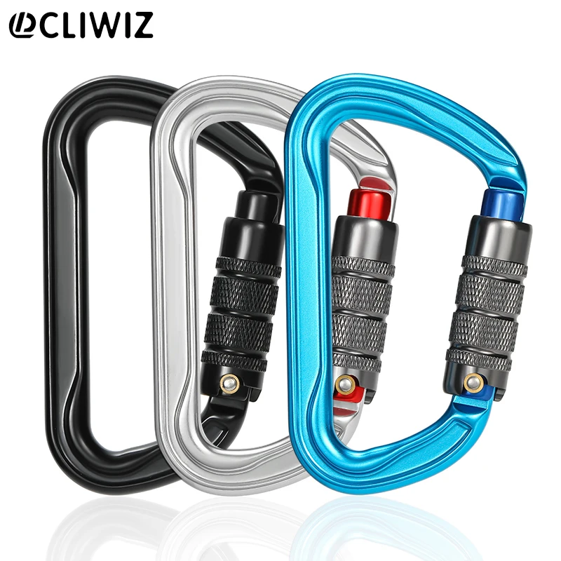 CLIWIZ 30kN Aluminum Safty Climbing Snap Hook New Good Quality H Section D-Twist Carabiner Snap Hook CE/UIAA