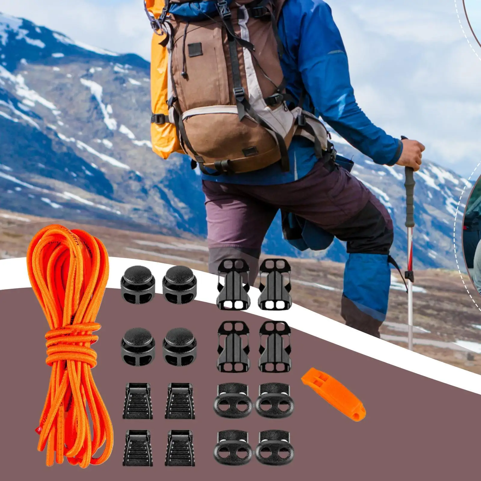 18pcs Set Elastic Rope Outdoor Sports Mountaineering Bag Cord BungeeTies Hook Backpack Parts For Trekking Mountaineering