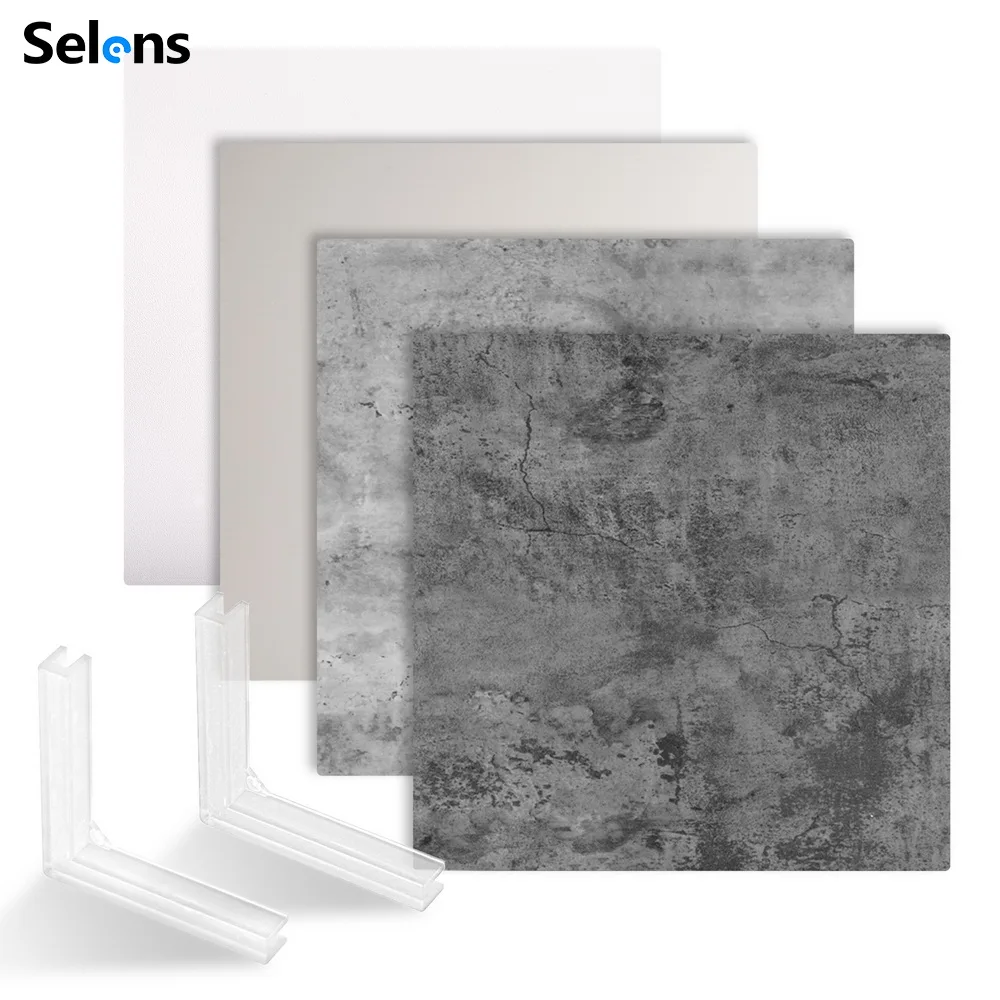 Selens 실물 같은 목재 시멘트 양면 질감 배경 보드, 사진 배경, 23.62x23.62 인치, 60x60cm