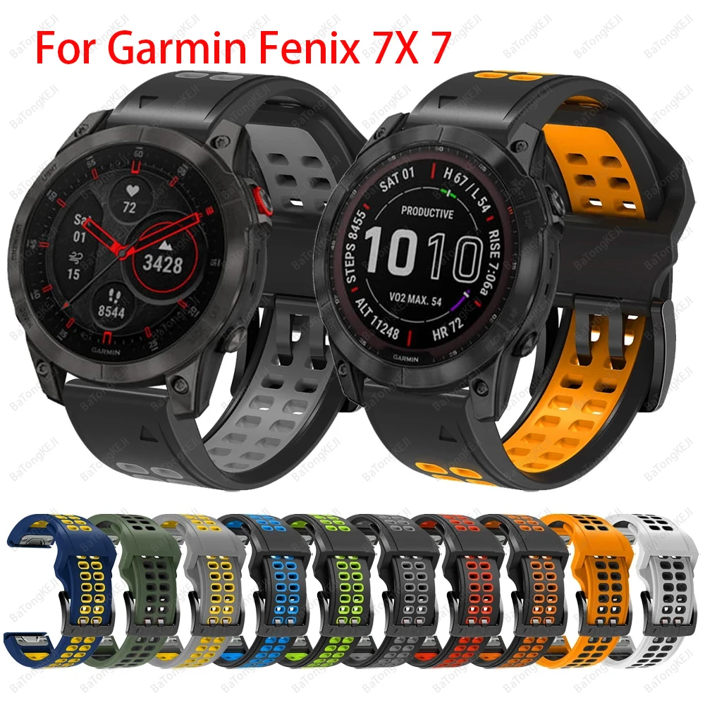 

QuickFit 26mm 22mm Sport Silicone Strap For Garmin Fenix 7X 7 6 Solar Fenix6 5/EPIX/Instinct 2/Descent Mk2i Watch Band Watchband