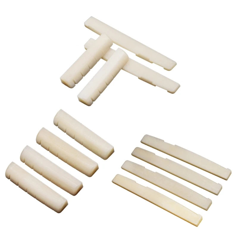 

Acoustic Guitar Bone Bridge Saddle and Nut for 6 String Acoustic Guitar Real Cattle Bone Bridge Saddle Nut Replacements E56D