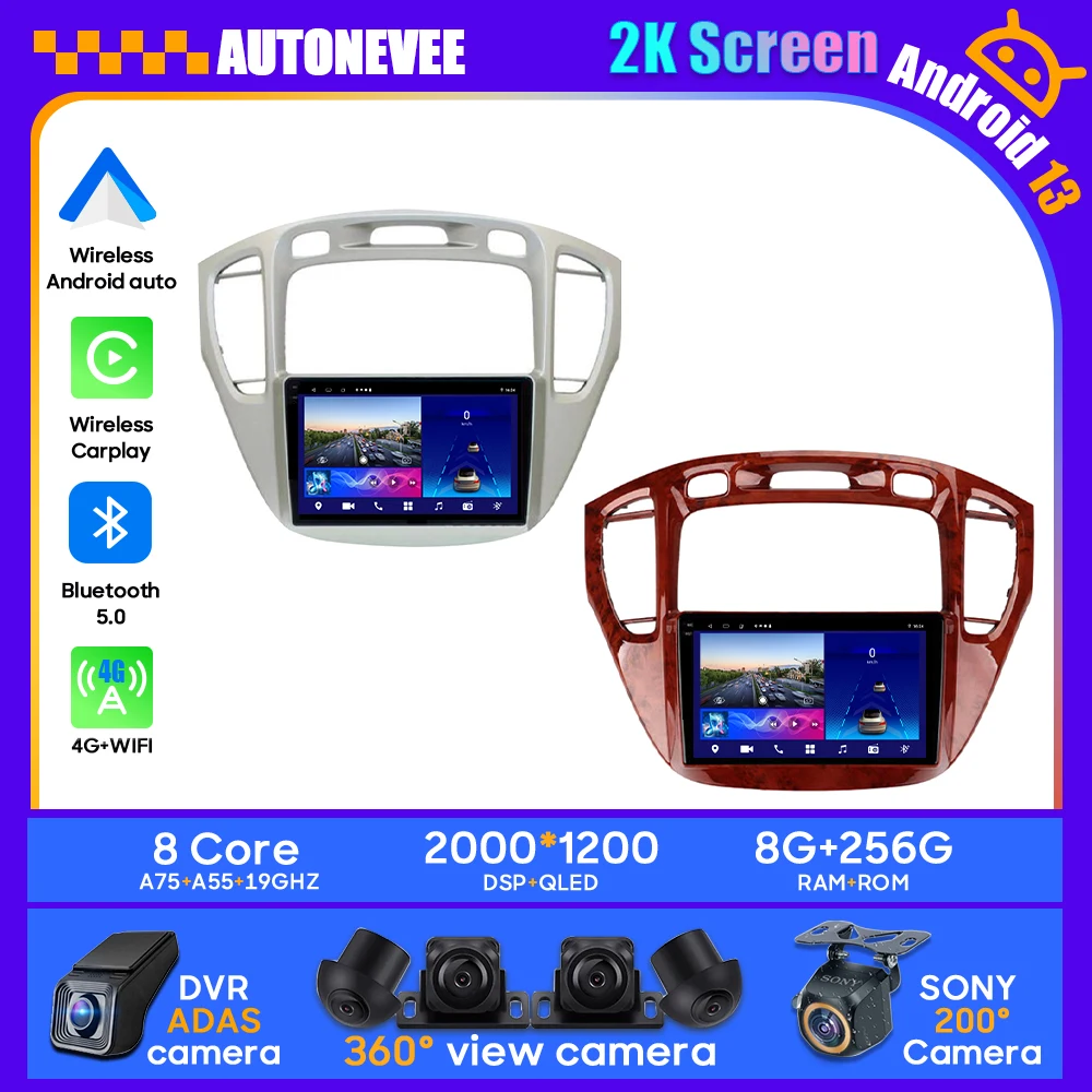 

For Toyota Highlander 1 XU20 2001 - 2007 Car Stereo Unit Multimedia Radio Player GPS BT Carplay Android Auto No 2DIN DVD Android