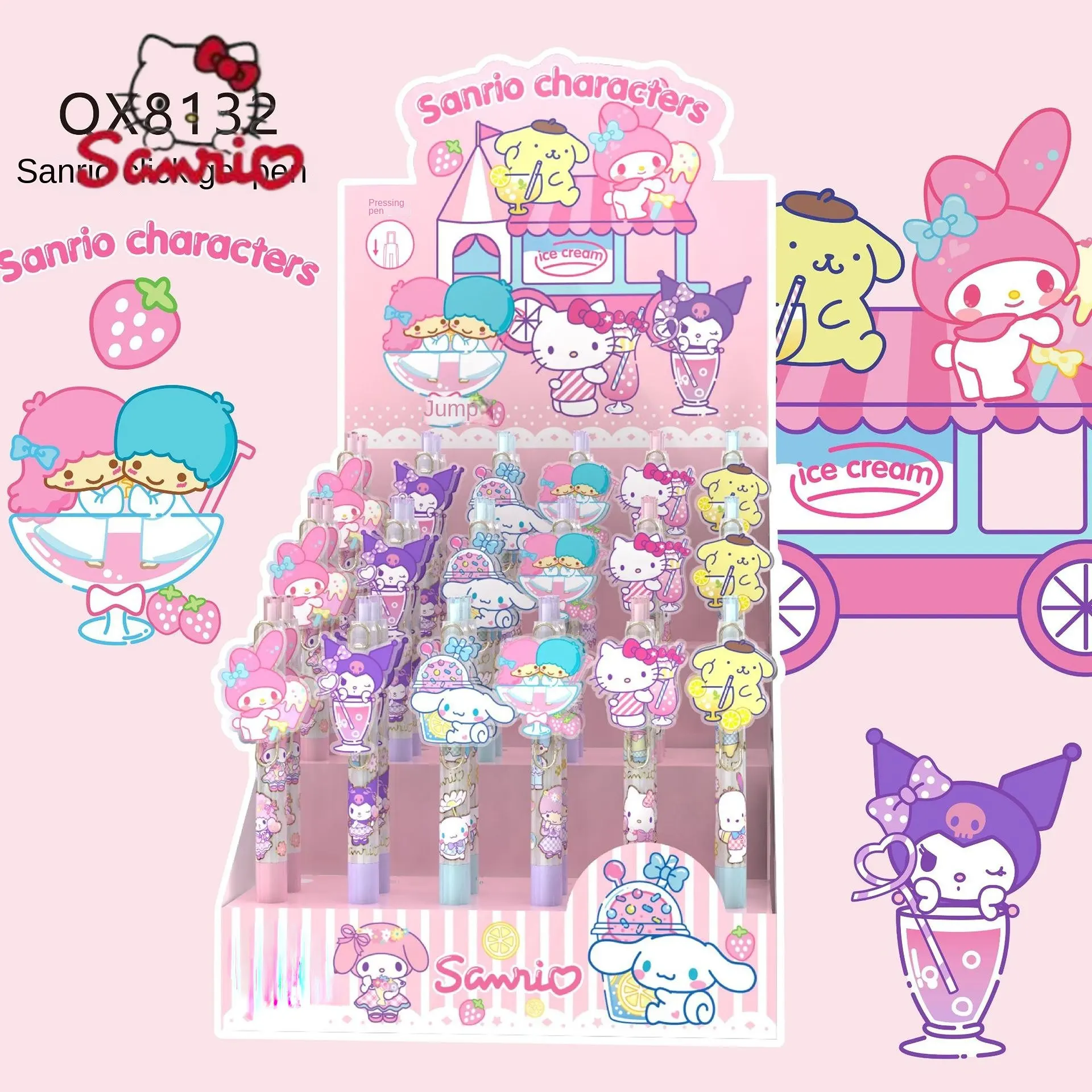 Cartoon-Sanrio-Gel-Pen-Cute-Creative-Patch-Press-Pen-Student-Stationery ...