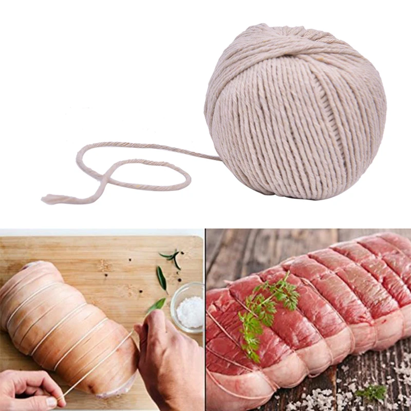 Cooking Tools Butcher's Cotton Twine Meat Barbecue Strings Meat Sausage Tie Rope for Food safe, unbleached, natural cotton twine