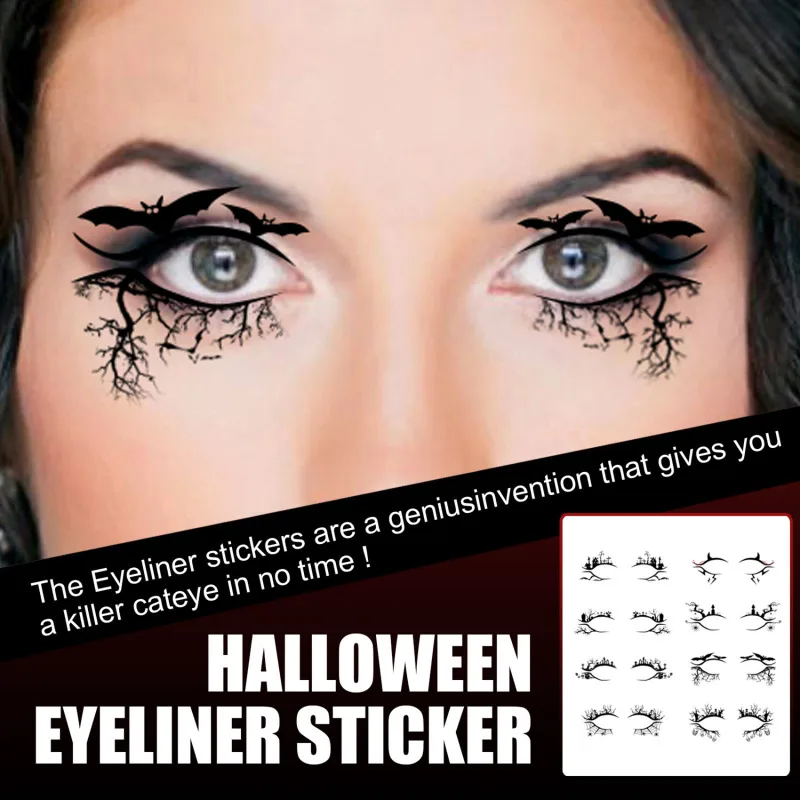 Halloween Eye Stickers Temporary Tattoos Sticker Women Halloween Party Eye Makeup Stickers Face Waterproof Fake Tatto Art