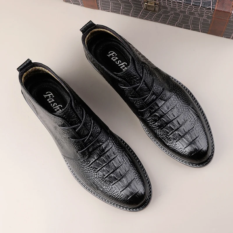 High Quality Genuine Leather Men Chelsea Boots Luxury Italian Casual Shoes Business Men's Boots Brand Dress Ankle for Male