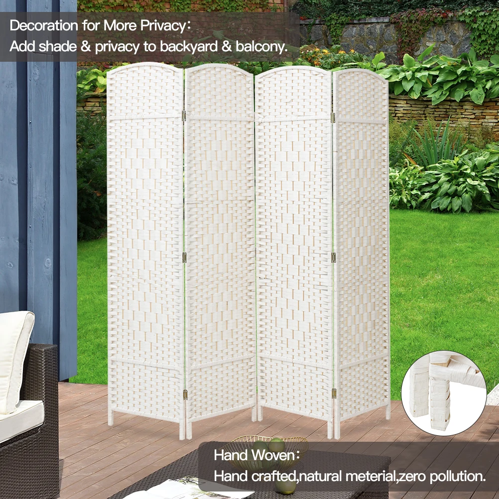 【Lifeideas】Folding Weave Fiber Room Divider Privacy Screen for Home