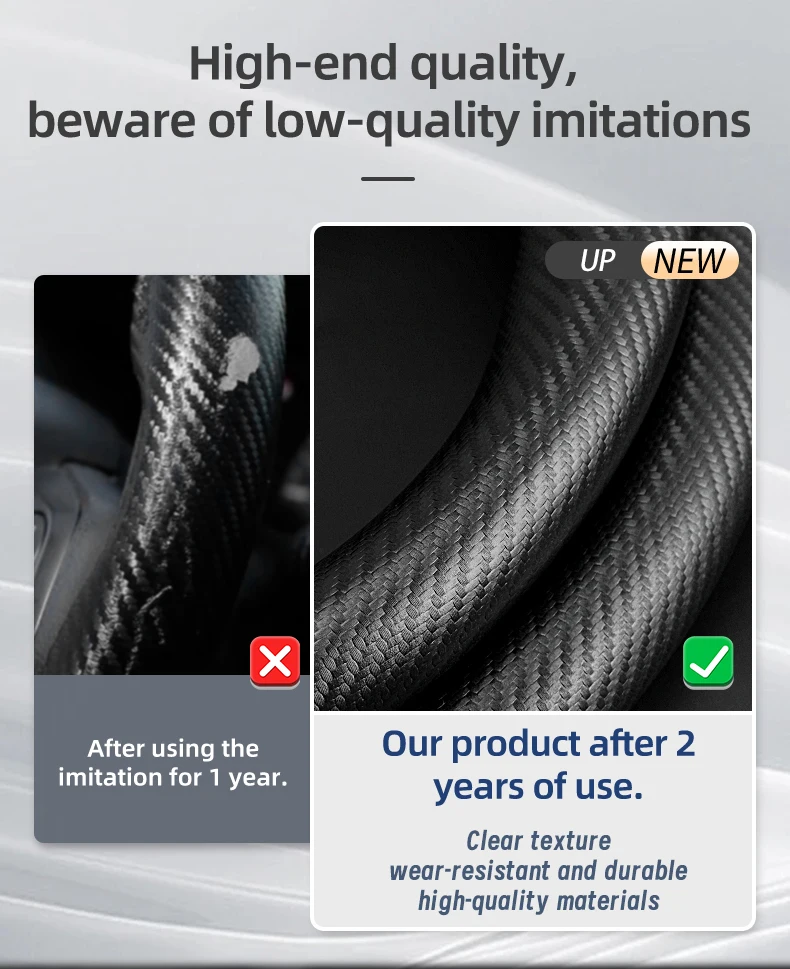 Passend für Peugeot, atmungsaktives Leder, matte Kohlefaser-Textur, Lenkradbezug, geeignet für 206–208 3008 308 207 307 2008 508 5008 407 107 Partner Rifter Tepee 106 306 Boxer Expert 205 Rcz – Detail 10