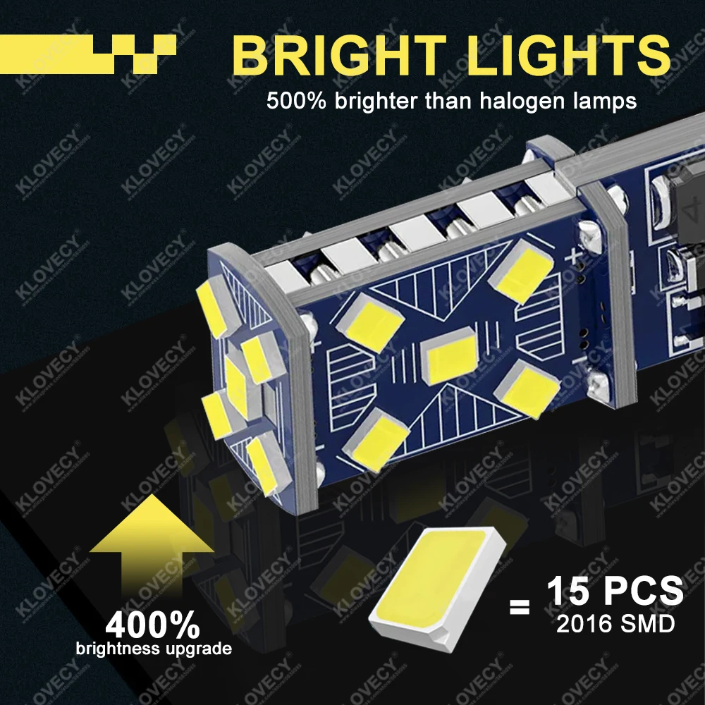 슈퍼 브라이트 LED 전구 캔버스, 자동차 인테리어 돔 트렁크 라이센스 웨지 사이드 라이트, 흰색, T10 W5W, 12V, 24V, 2016-15SMD, 6500K, 2/10 개
