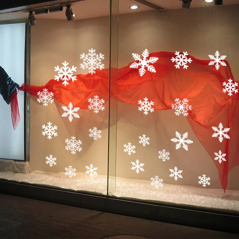 Merry Christmas Window Display Stickers Xmas Shop Snow Glass Wall Sticker Happy Navidad Natal New Year 2025 Home Decor