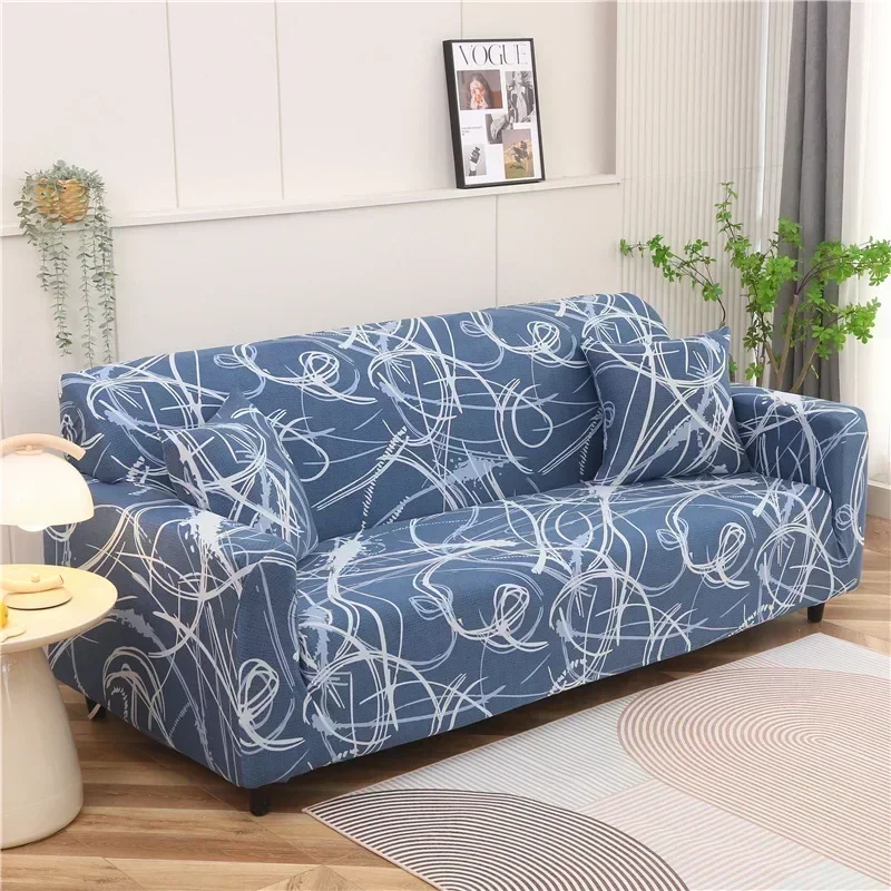 1/2/3/4 Seater Printed Sofa Cover Stretch Couch Cover Sofa Slipcovers  for Living Room Hotel Washable Furniture Protector, 1PC 4