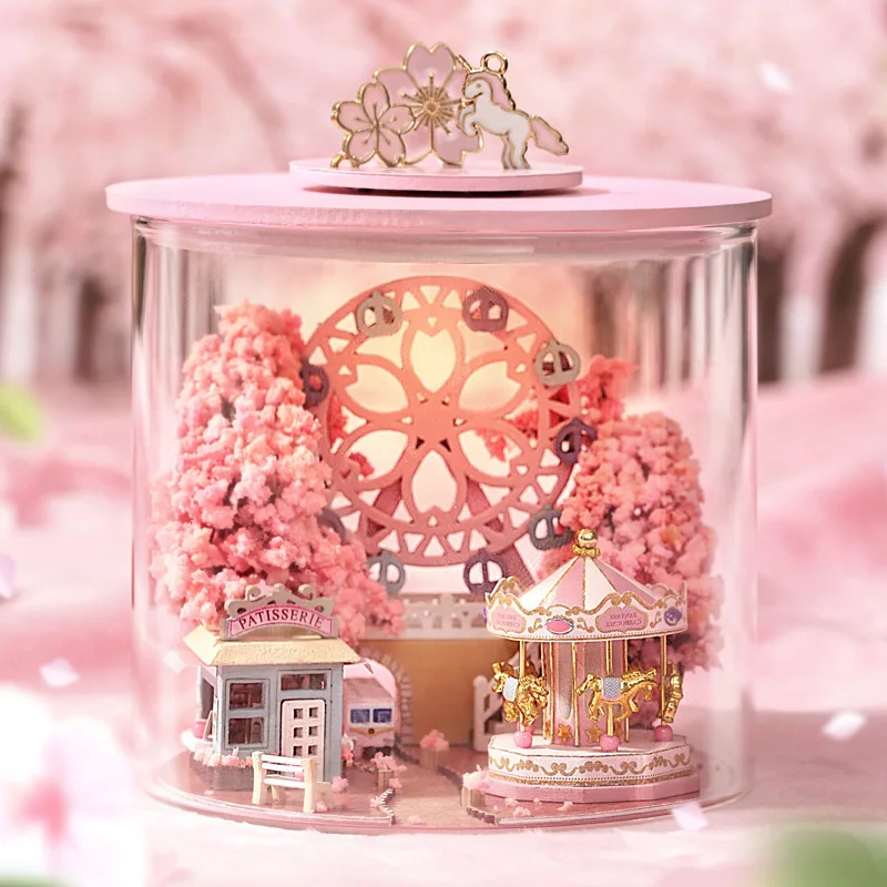 

Diy Cabin Dream Bottle 3d Three-dimensional Assembly Model Cherry Blossom Handmade Toy Female Creative Birthday Gift