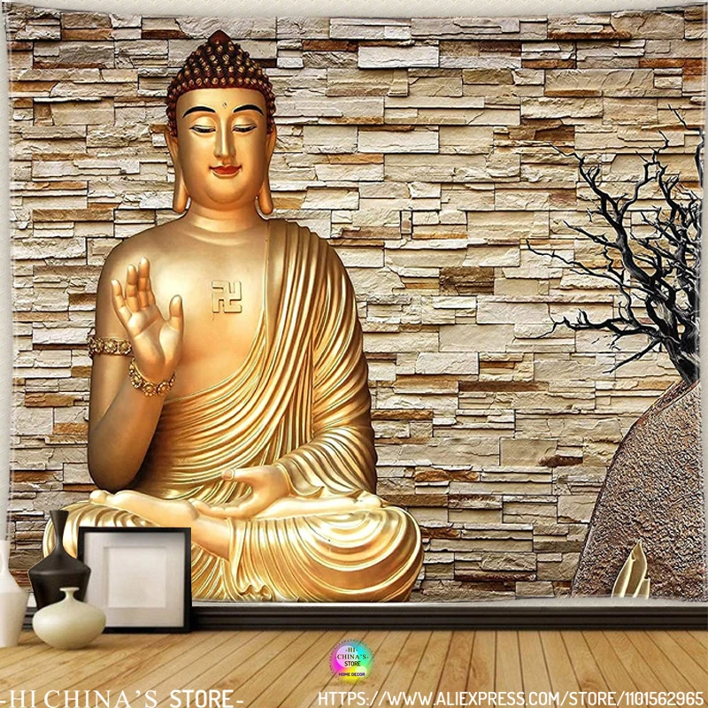 Buddha Tapestry Shakyamuni Wall Hanging Meditation Seven Chakras Indian Bohemian Style Mandala Home Decor