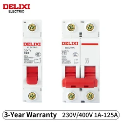 Compact Din Rail Mount Circuit Breaker, 6A - 63A, 230V/400V AC Disconnect Switch - 63A