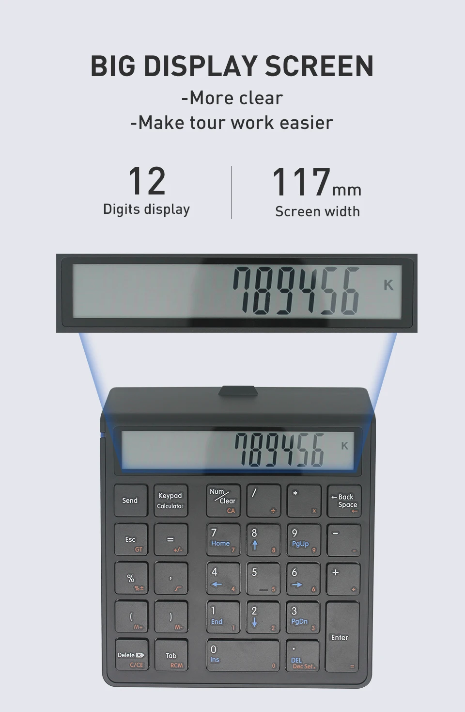 Numeric Keyboard& Calculator 2 in 1 With LCD Display Number Keypad