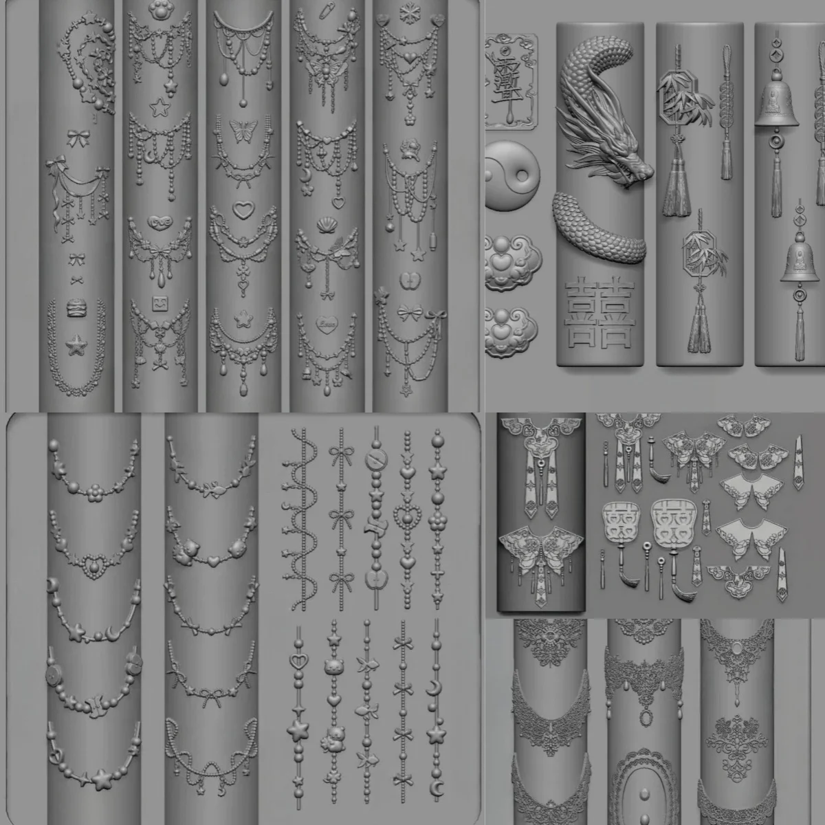 3D 나비 꽃 실리콘 네일 몰드 달콤한 리본 비즈 체인 투명 네일 템플릿 DIY 네일 아트 장식 매니큐어 디자인 도구