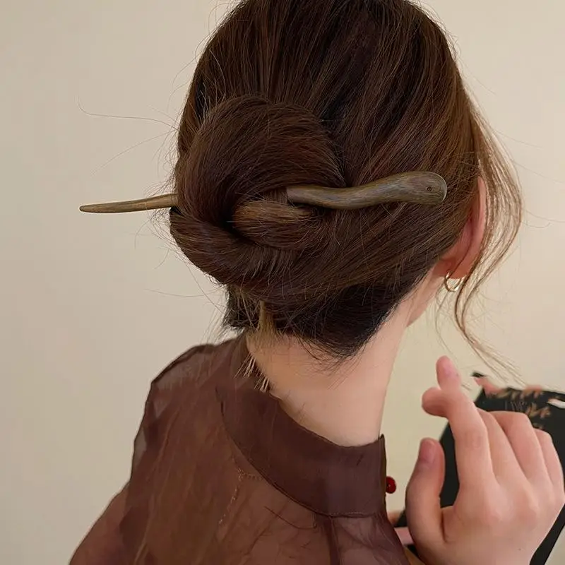 Chinese Style Elegant Wood Hair Stick For Women Girl Hairpins Simple Hair Fork Vintage Hanfu Cheongsam Headwear Accessories hair accessory hair stick hair headdress