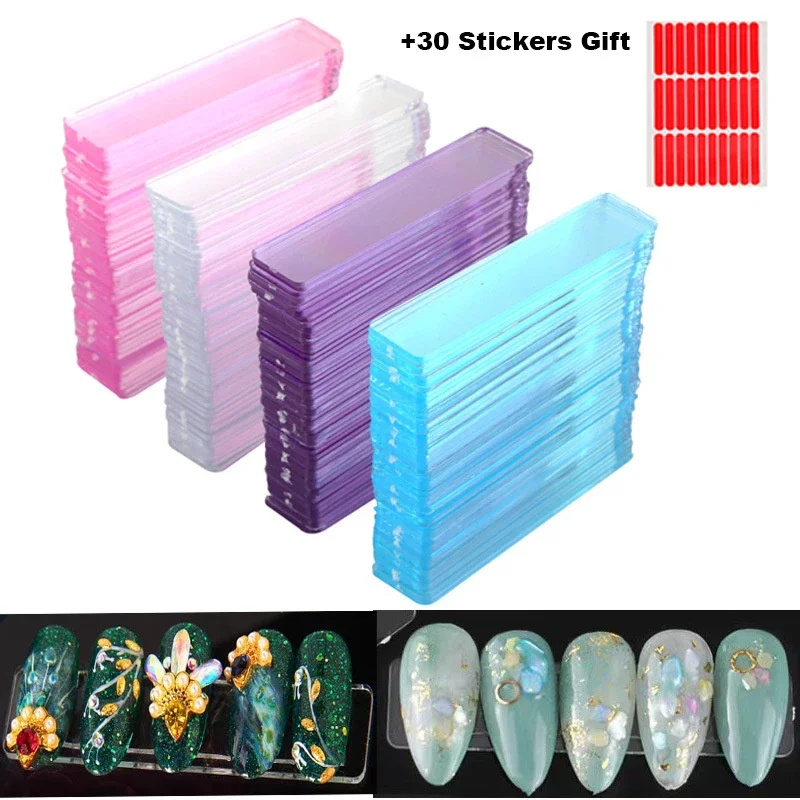 

50Pcs False Nail Art Tips Display Stand Holder Nails Practice Showing Shelves Acrylic Gel Polish Holder Strip Manicure Tools