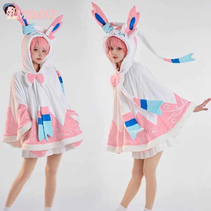 

MsMay New MIMIKYU Cosplay Costume Girl Cute Hooded Blanket Home Wear Cape Cloak with Ears Gloves Women